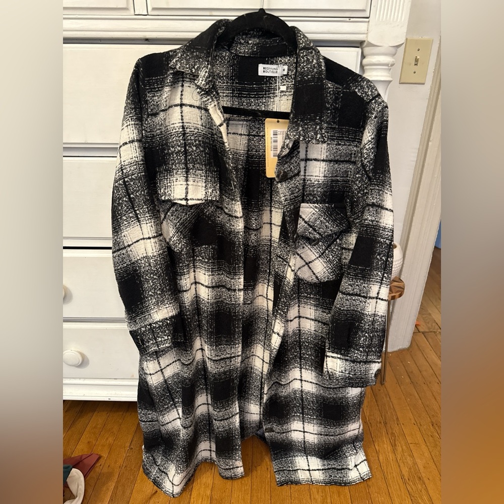 Beginning Boutique Monochrome Plaid Jacket